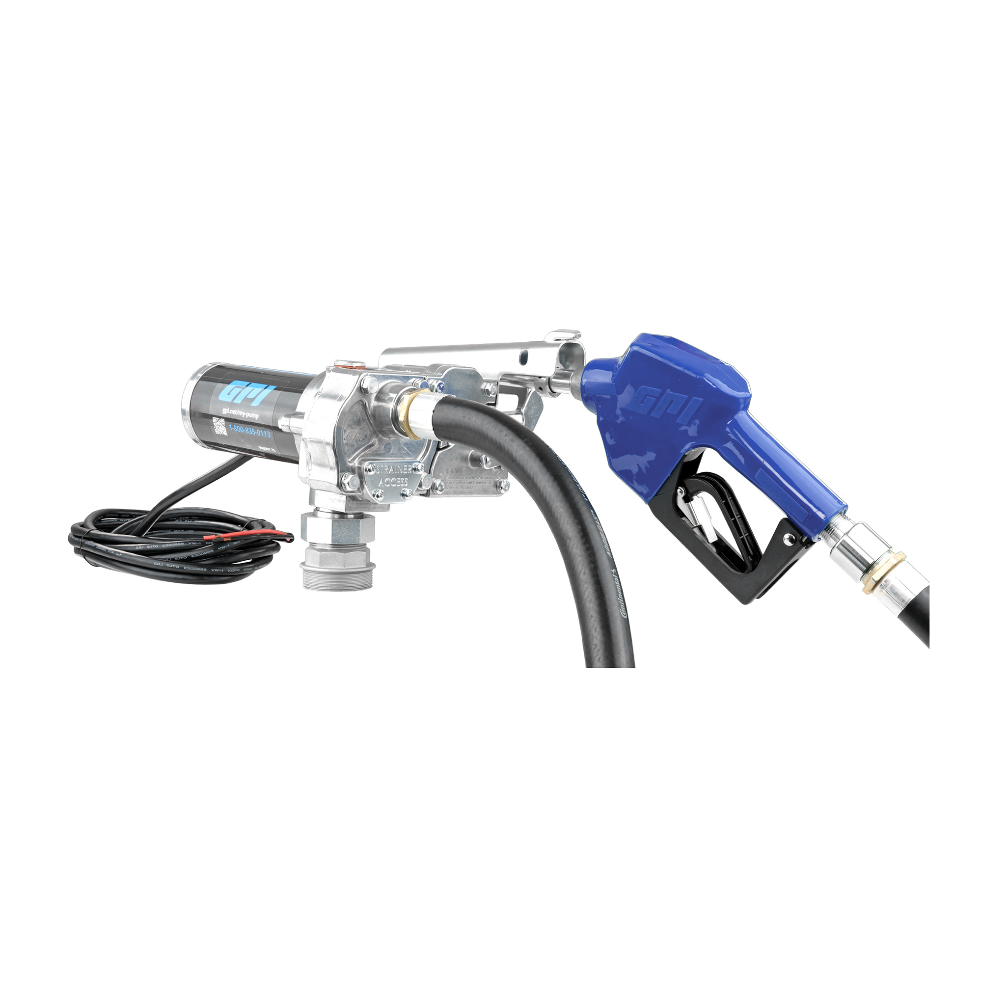GPI 12 Volt DC Portable Fuel Transfer Pump with Manual Nozzle — 8 GPM